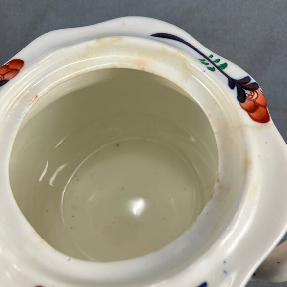 200 yrs old Gaudy Welsh Tulip Pattern Footed Ceramic Sugar Bowl Hand (no Lid) 6" - Picture 9 of 9